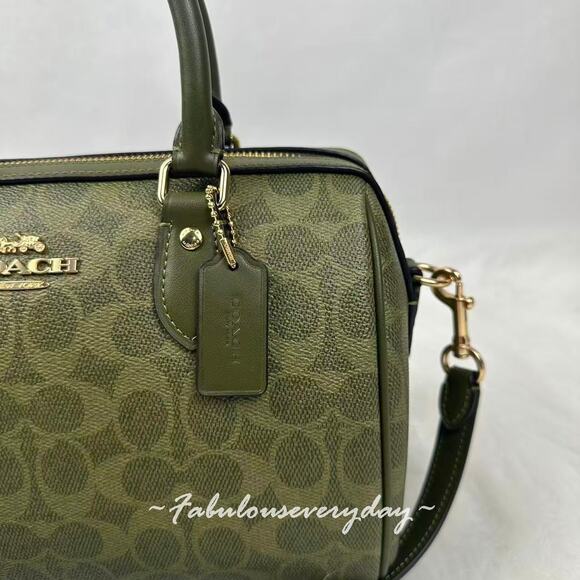 Coach Rowan Satchel Crossbody Bag In Signature Canvas/Gold/Olive CV961 NWT - Picture 6 of 9